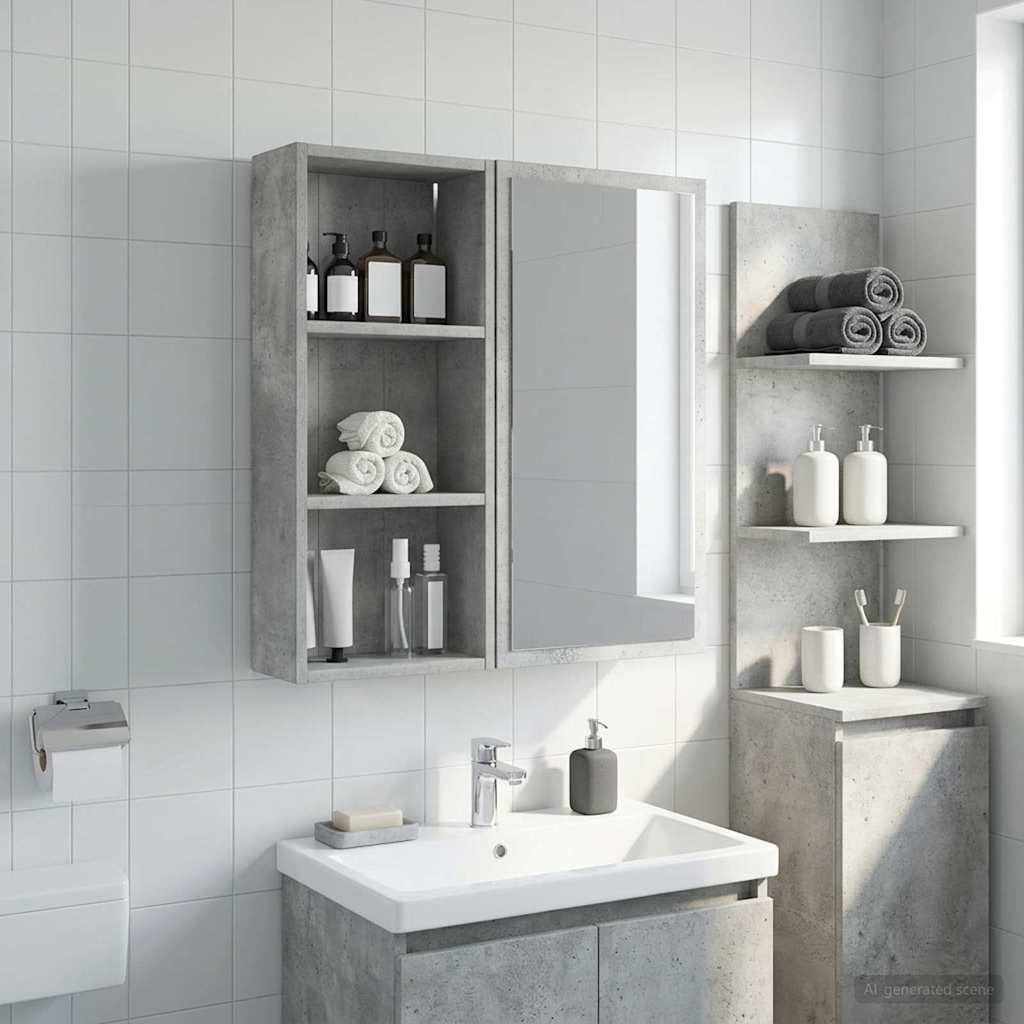 Badeværelsesvægskab BetonGrå 30 x 14 x 70 cm Konstrueret træ