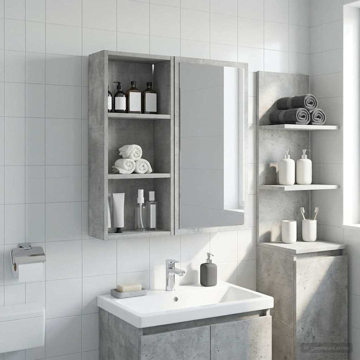 Badeværelsesvægskab BetonGrå 30 x 14 x 70 cm Konstrueret træ