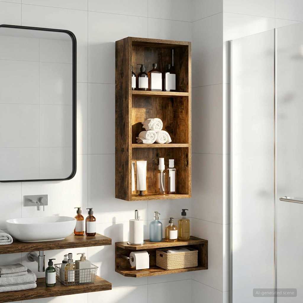 Badeværelsesvægskab Røget Eg 30 x 14 x 70 cm Konstrueret træ
