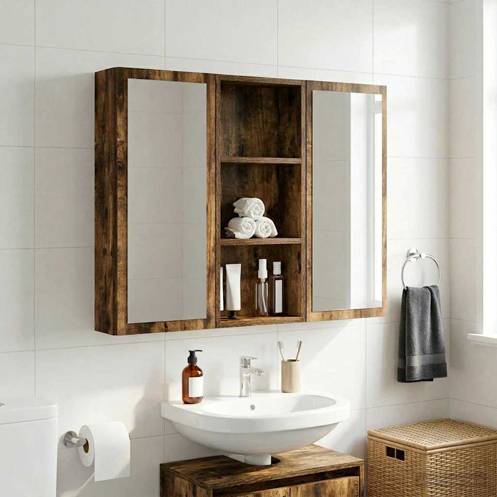 Badeværelsesvægskab Røget Eg 30 x 14 x 70 cm Konstrueret træ