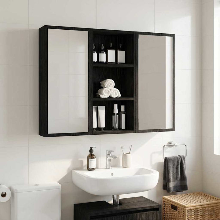 Badeværelsesvægskab Sort Eg 30 x 16 x 62,5 cm Konstrueret træ