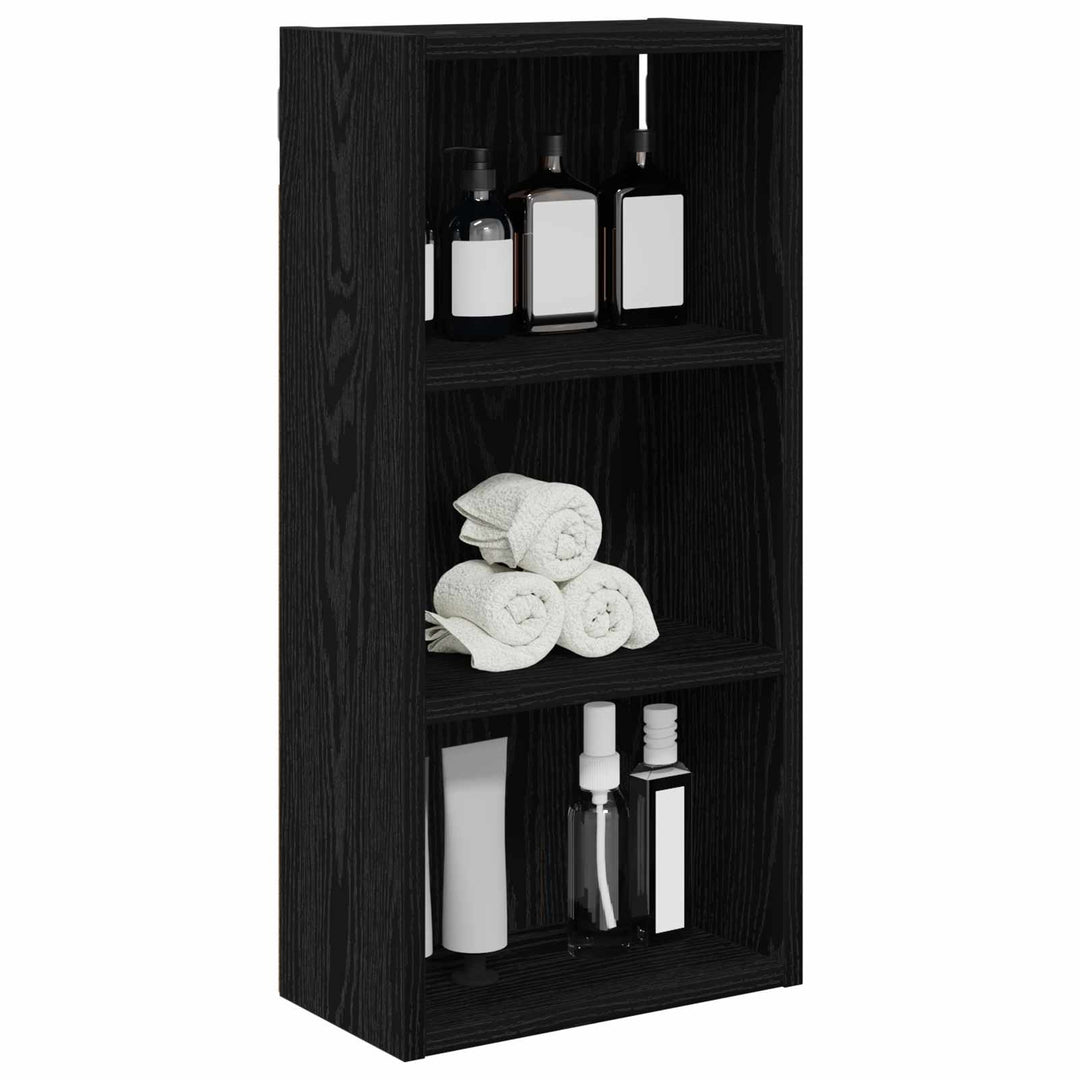 Badeværelsesvægskab Sort Eg 30 x 16 x 62,5 cm Konstrueret træ