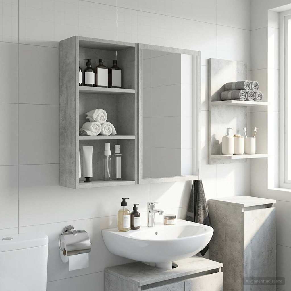 Badeværelsesvægskab BetonGrå 30 x 16 x 62,5 cm Konstrueret træ