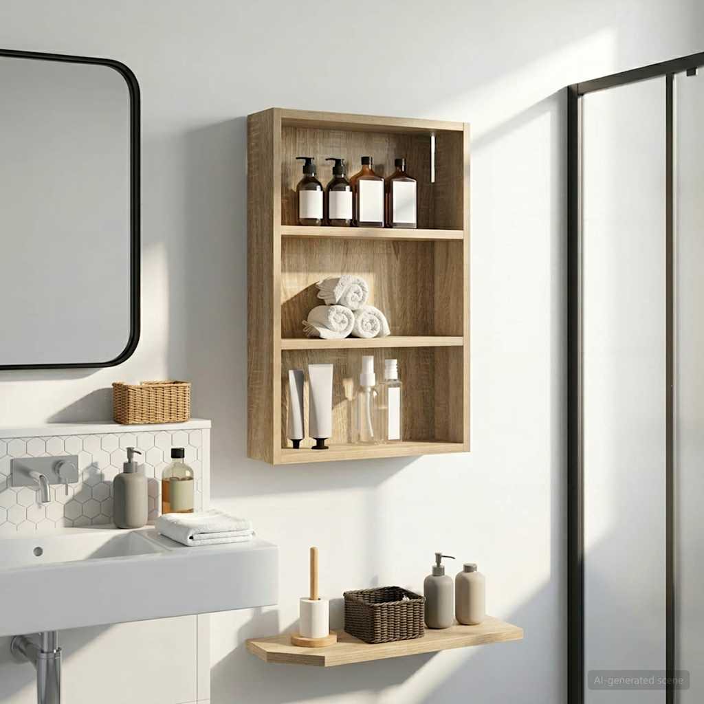 Badeværelsesvægskab Sonoma eg 40 x 10 x 60,5 cm Konstrueret træ
