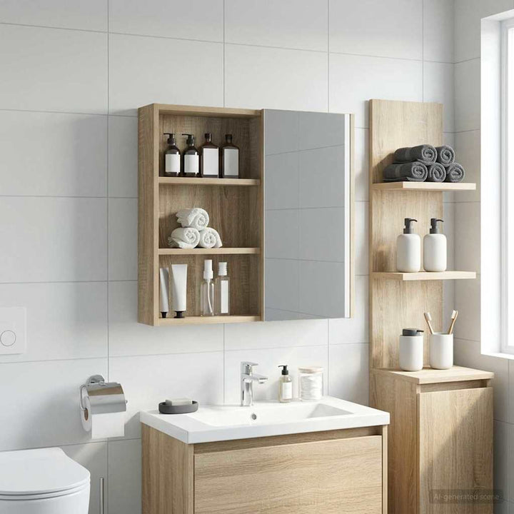 Badeværelsesvægskab Sonoma eg 40 x 10 x 60,5 cm Konstrueret træ