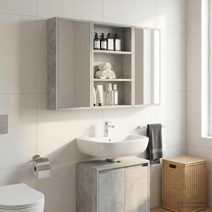 Badeværelsesvægskab BetonGrå 40 x 10 x 60,5 cm Konstrueret træ