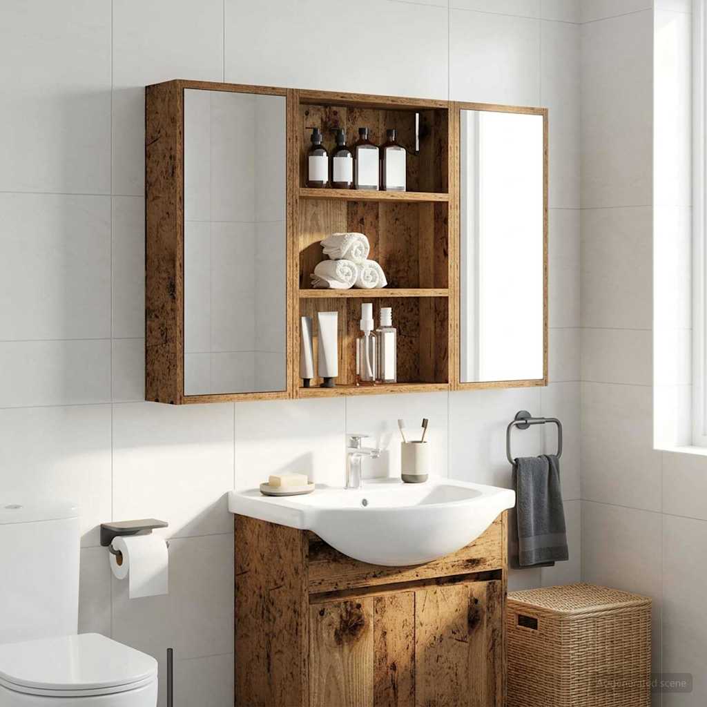 Badeværelsesvægskab med hylde Gammelt træ 40 x 10 x 60,5 cm