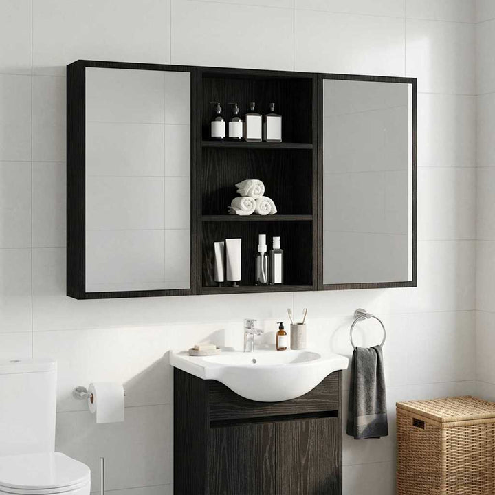 Badeværelsesvægskab Sort Eg 40 x 14 x 70 cm Konstrueret træ