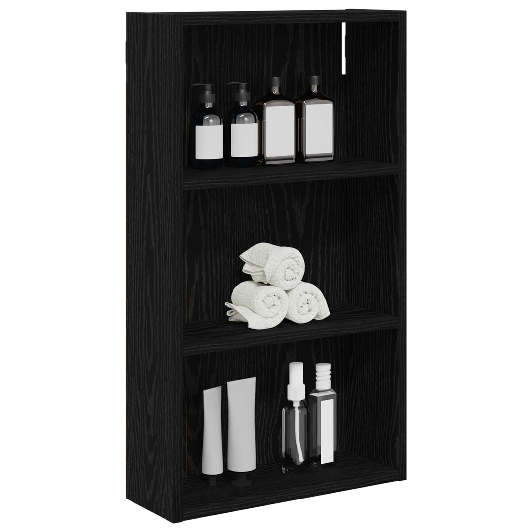 Badeværelsesvægskab Sort Eg 40 x 14 x 70 cm Konstrueret træ