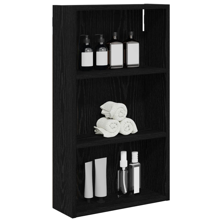 Badeværelsesvægskab Sort Eg 40 x 14 x 70 cm Konstrueret træ