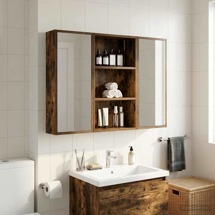 Badeværelsesvægskab Røget Eg 40 x 14 x 70 cm Konstrueret træ