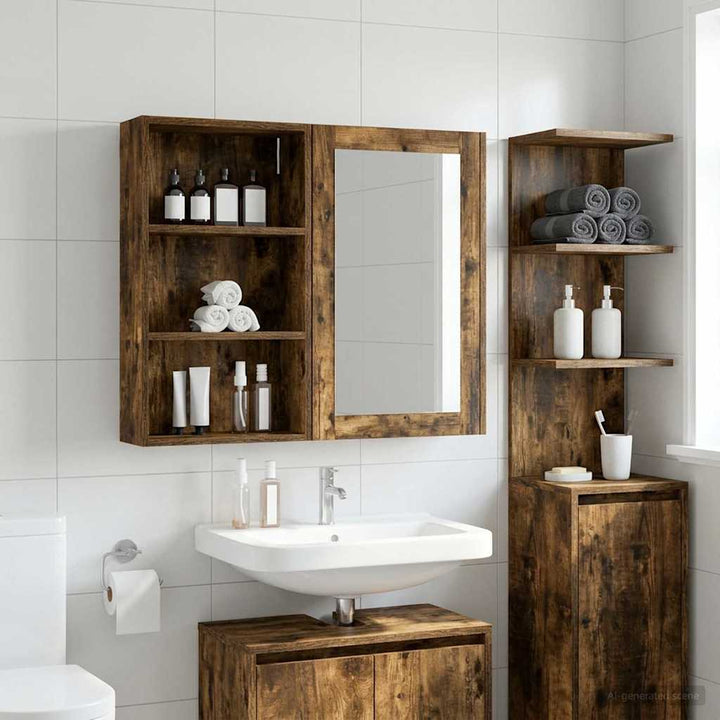 Badeværelsesvægskab Røget Eg 40 x 14 x 70 cm Konstrueret træ