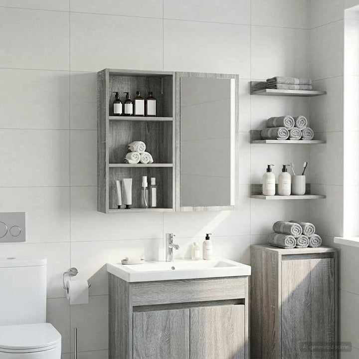 Badeværelsesvægskab Grå Sonoma 40 x 14 x 70 cm Konstrueret træ