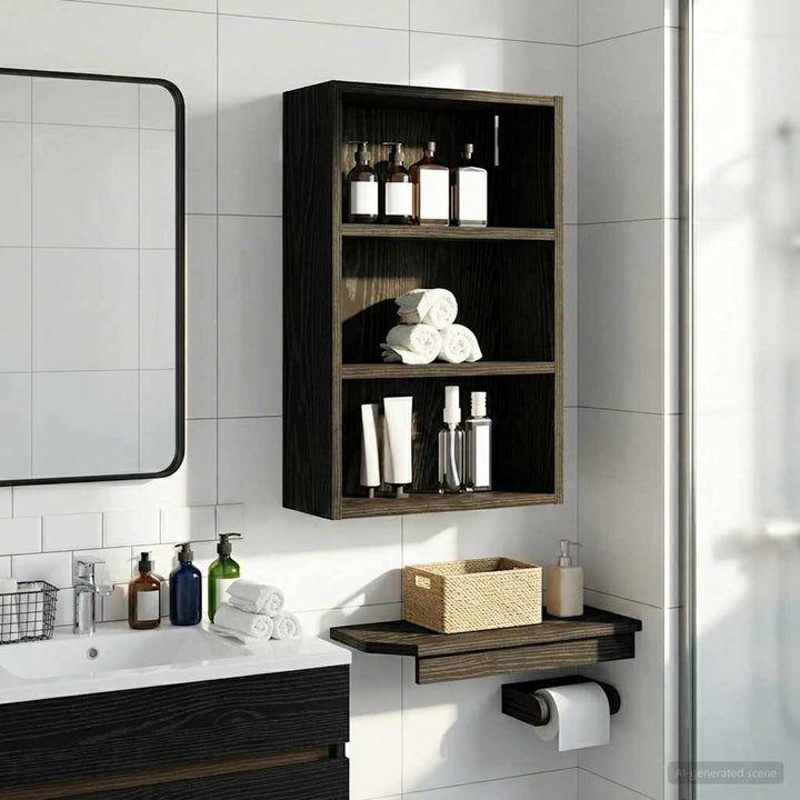 Badeværelsesvægskab Sort Eg 40 x 16 x 62,5 cm Konstrueret træ