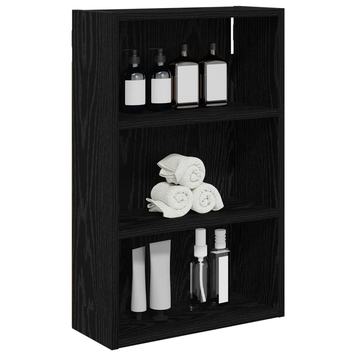 Badeværelsesvægskab Sort Eg 40 x 16 x 62,5 cm Konstrueret træ