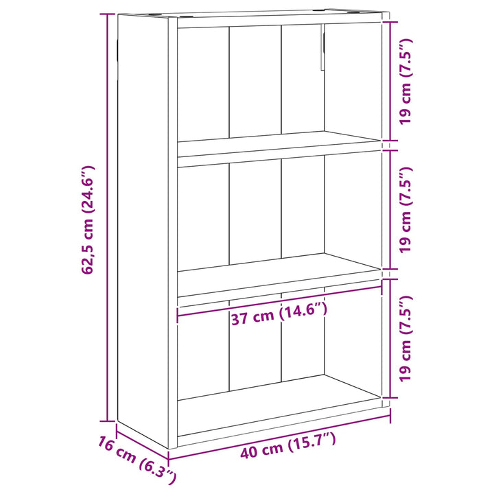 Badeværelsesvægskab Sort Eg 40 x 16 x 62,5 cm Konstrueret træ