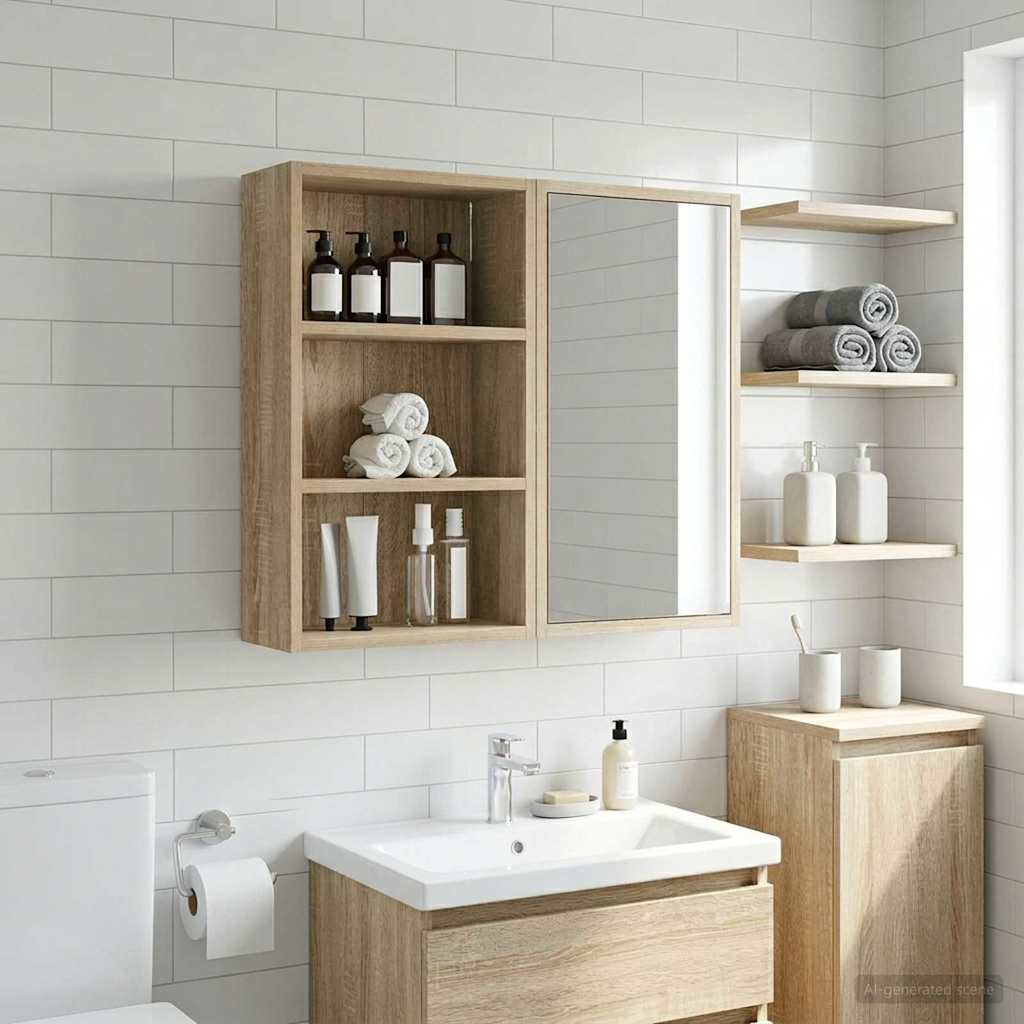 Badeværelsesvægskab Sonoma eg 40 x 16 x 62,5 cm Konstrueret træ