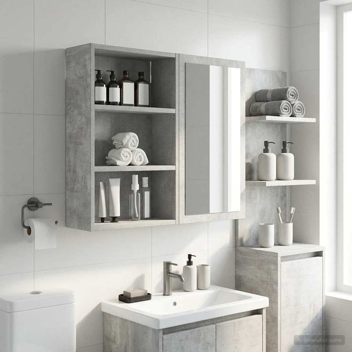 Badeværelsesvægskab BetonGrå 40 x 16 x 62,5 cm Konstrueret træ