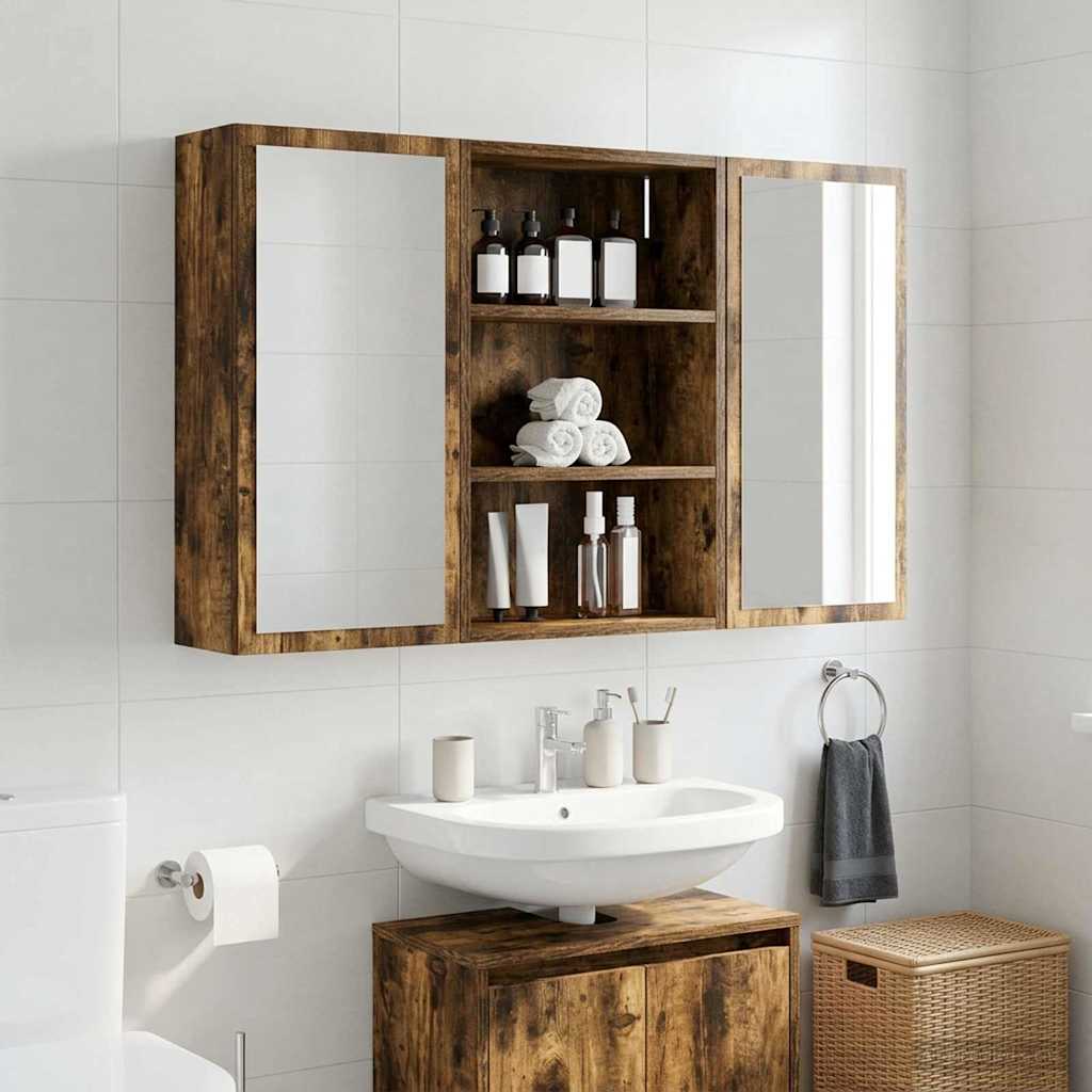 Badeværelsesvægskab Røget Eg 40 x 16 x 62,5 cm Konstrueret træ