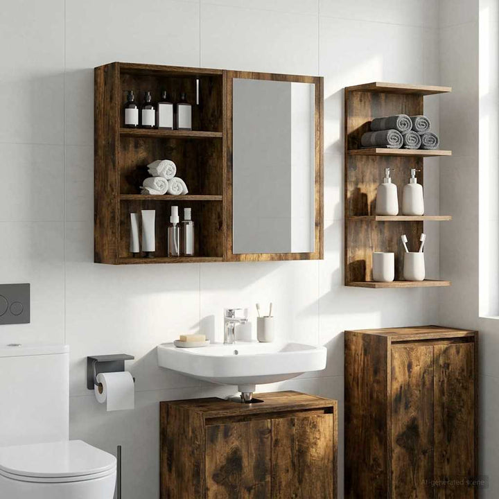 Badeværelsesvægskab Røget Eg 40 x 16 x 62,5 cm Konstrueret træ