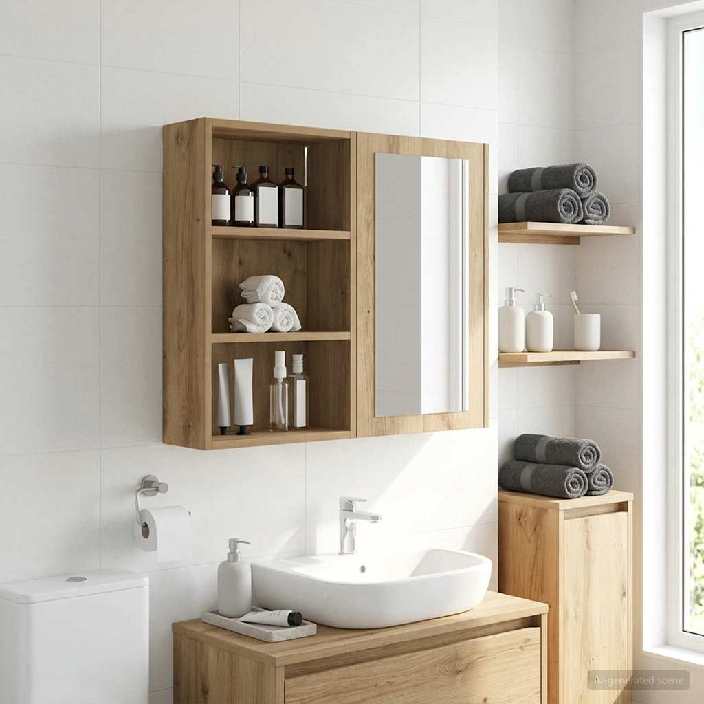Badeværelsesvægskab med hylde Artisan-eg 40 x 16 x 62,5 cm