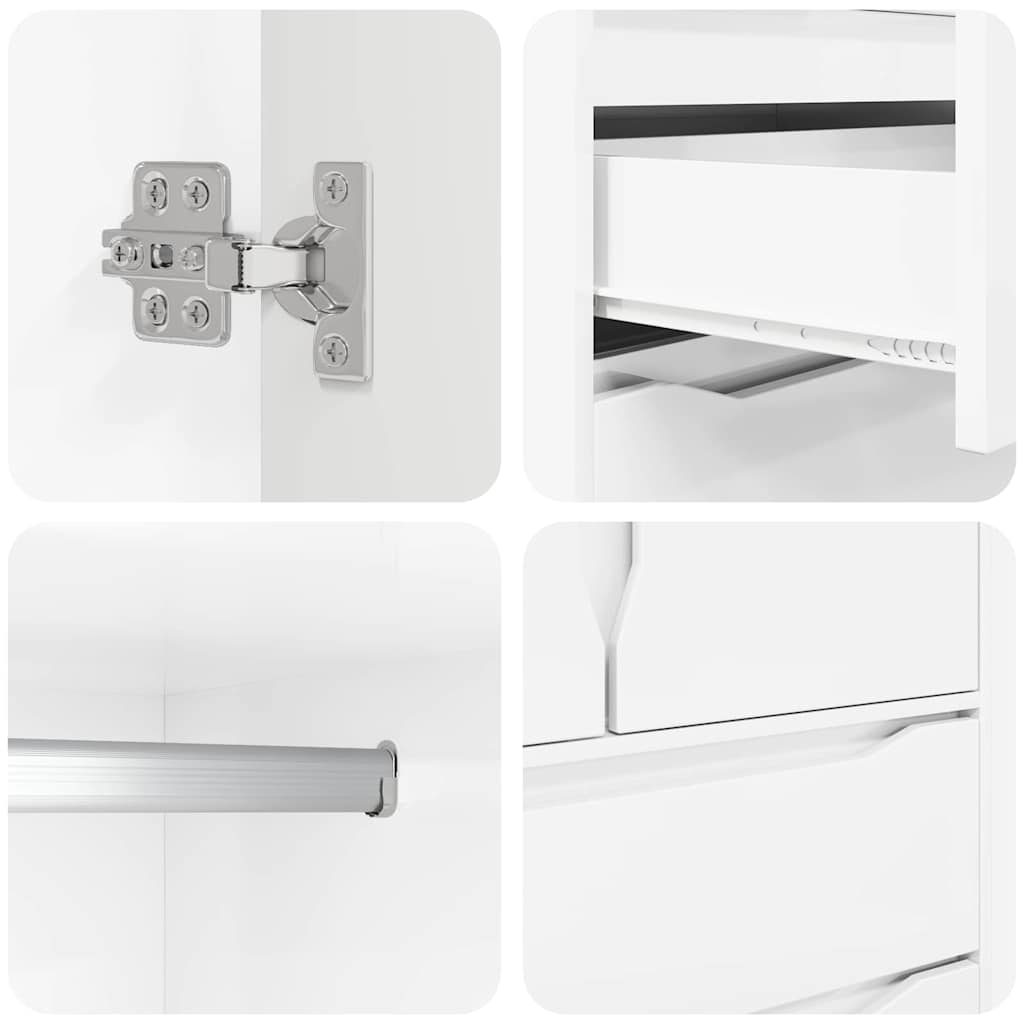 Kabinet Højglans Hvid 79,5 x 49 x 156 cm Konstrueret træ