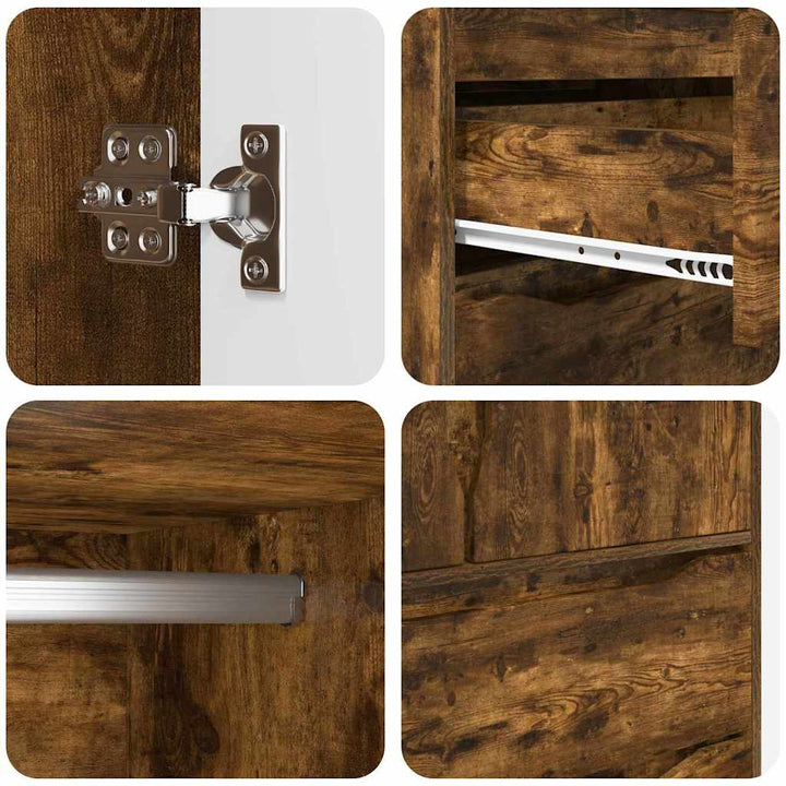 Kabinet med skuffe Røget Eg 79,5 x 49 x 156 cm Konstrueret træ