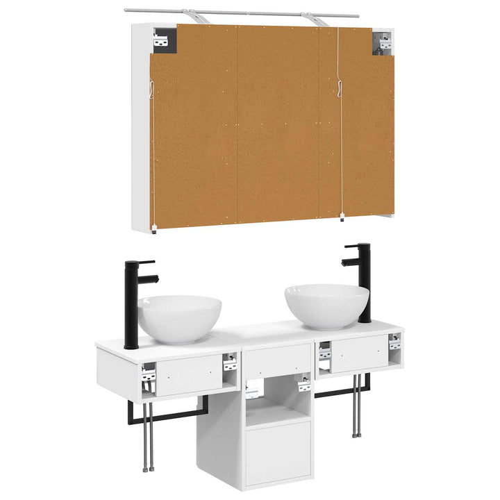 Badeværelsesskabsæt 4 pcs Hvid 100 x 14,5 x 70 cm