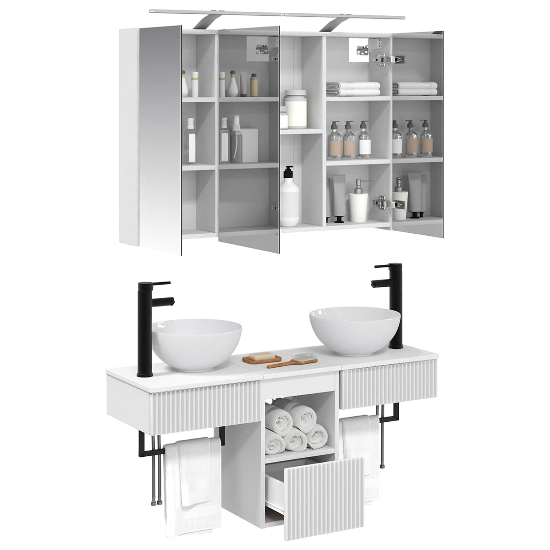 Badeværelsesskabsæt 4 pcs Hvid 100 x 14,5 x 70 cm
