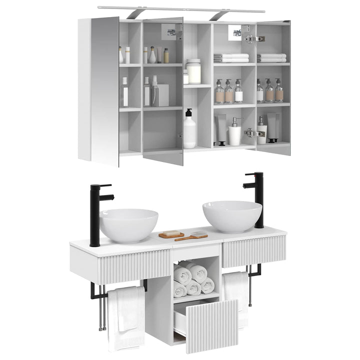 Badeværelsesskabsæt 4 pcs Hvid 100 x 14,5 x 70 cm