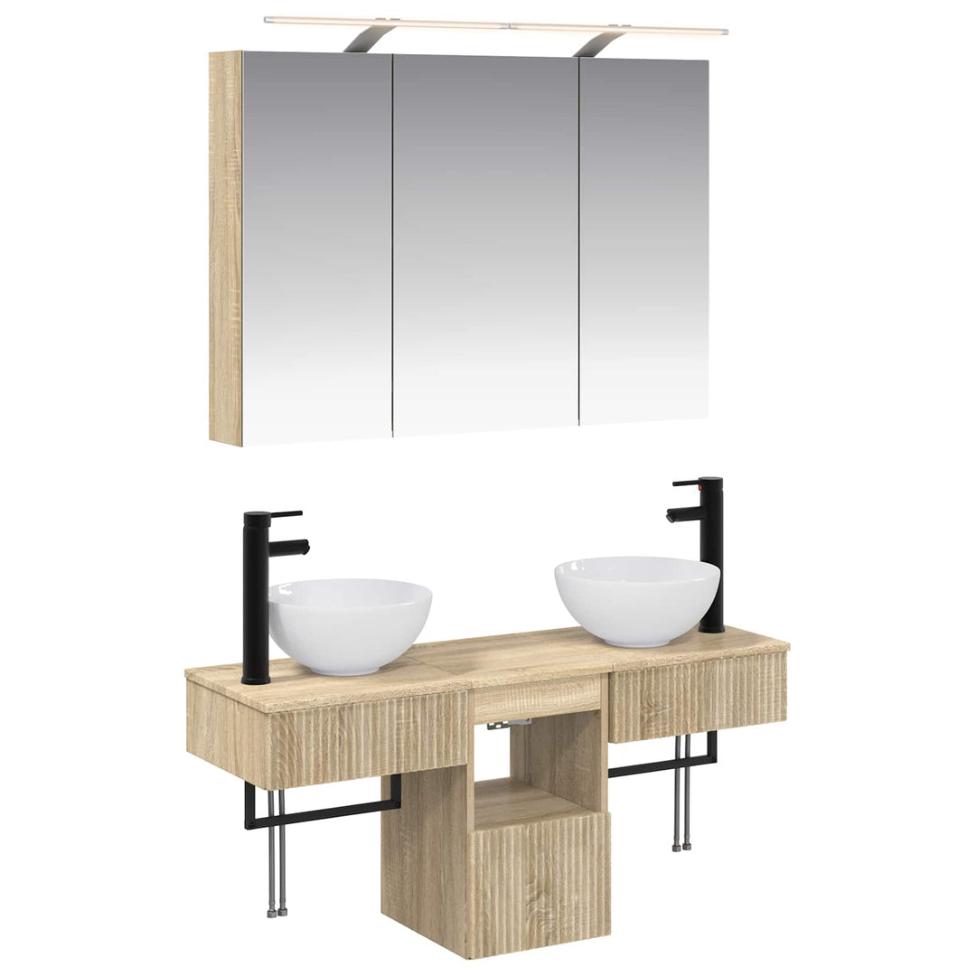 Badeværelsesskabsæt 4 pcs Sonoma-eg 100 x 14,5 x 70 cm