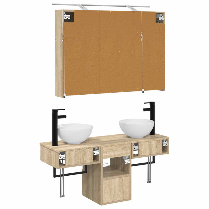 Badeværelsesskabsæt 4 pcs Sonoma-eg 100 x 14,5 x 70 cm