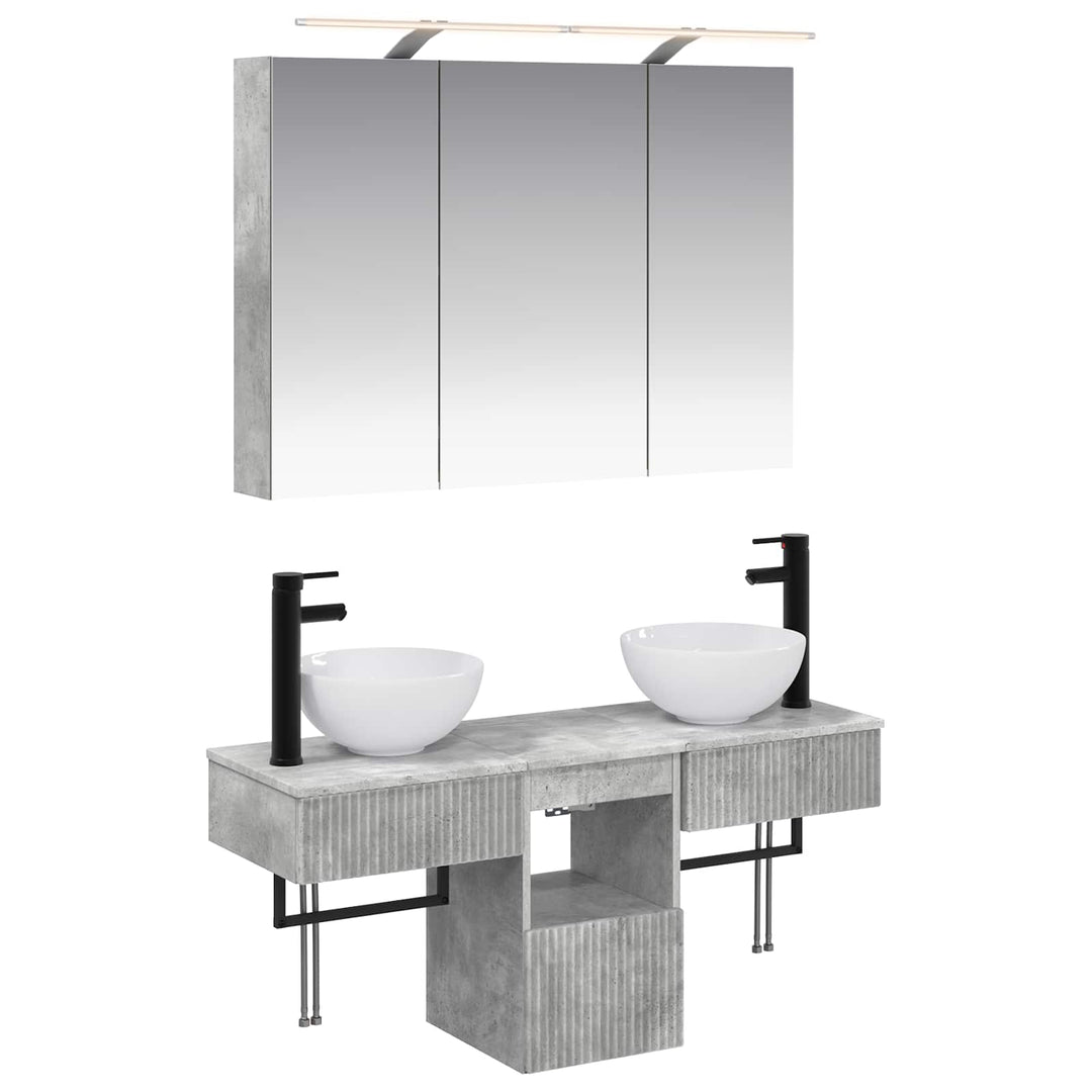 Badeværelsesskabsæt 4 pcs Betongrå 100 x 14,5 x 70 cm