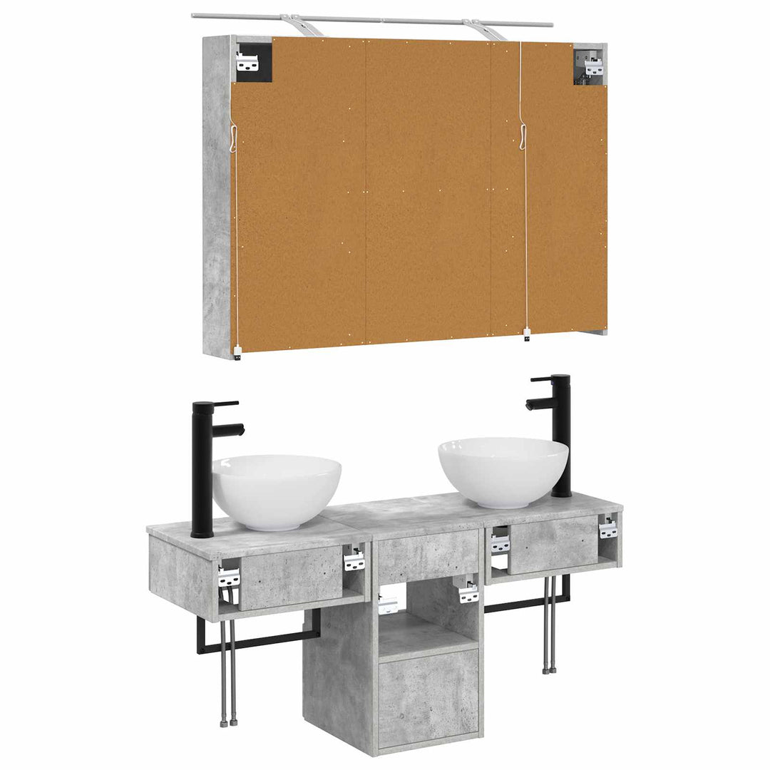 Badeværelsesskabsæt 4 pcs Betongrå 100 x 14,5 x 70 cm
