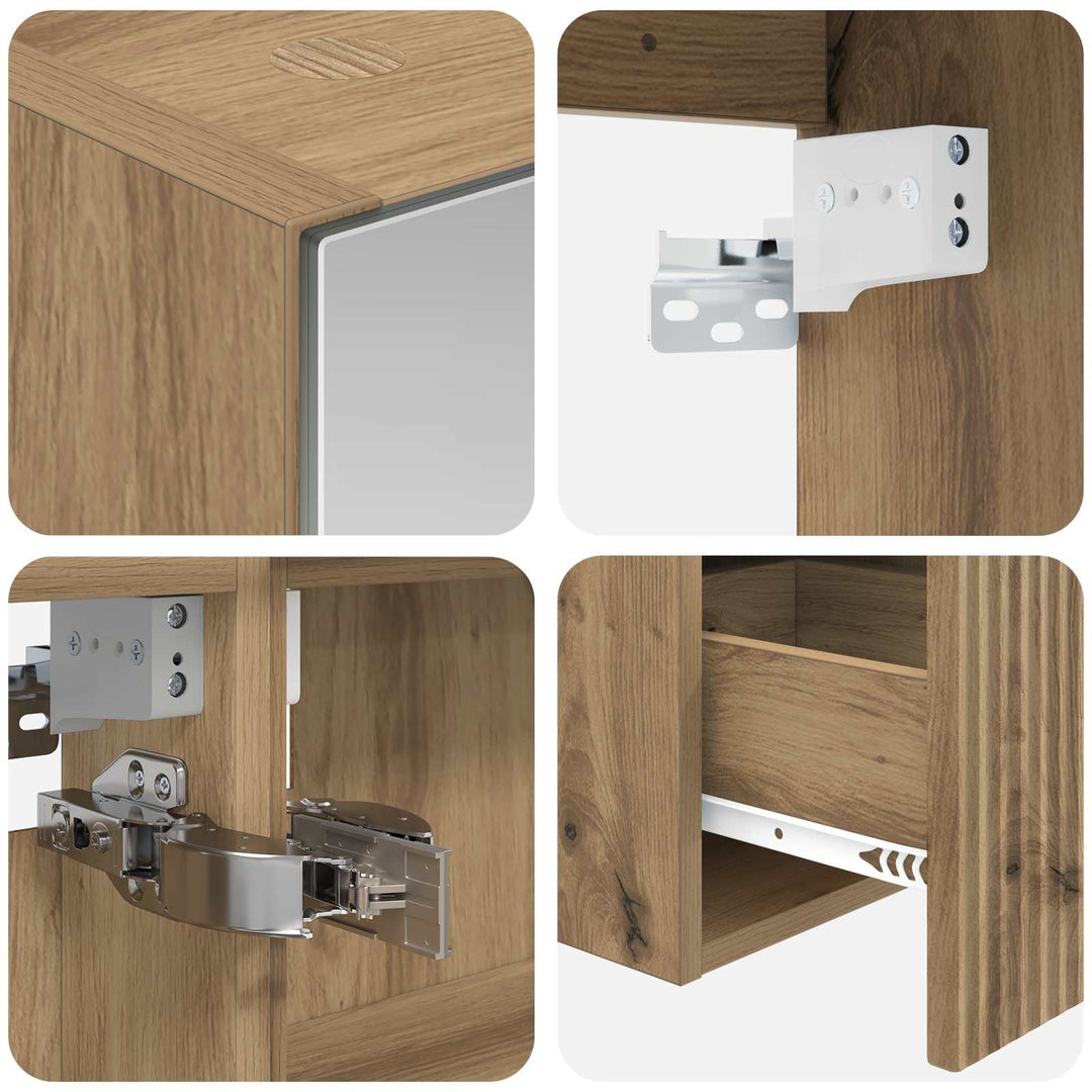 Badeværelsesskabsæt 4 pcs 100 x 14,5 x 70 cm Konstrueret træ