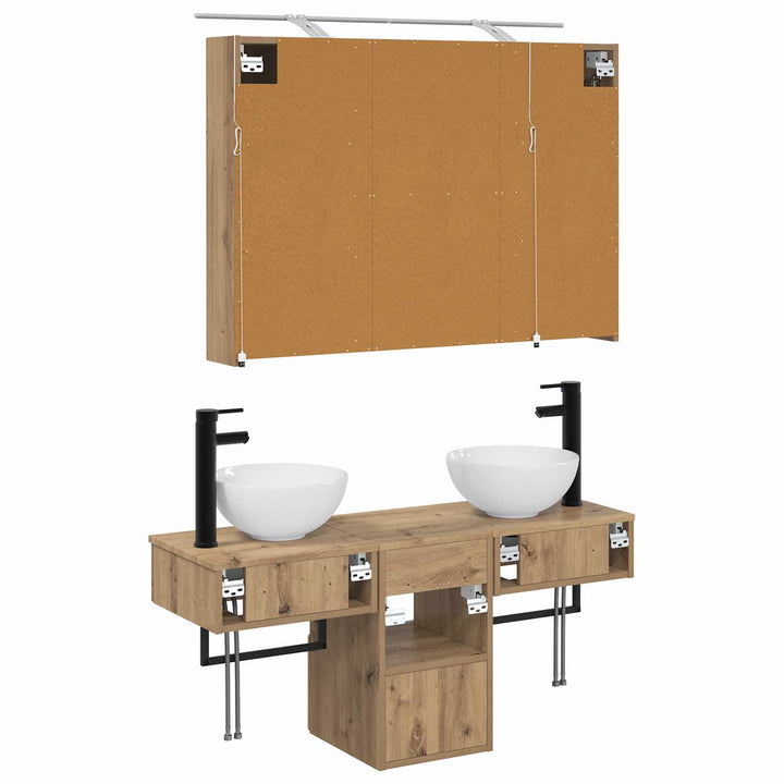 Badeværelsesskabsæt 4 pcs 100 x 14,5 x 70 cm Konstrueret træ