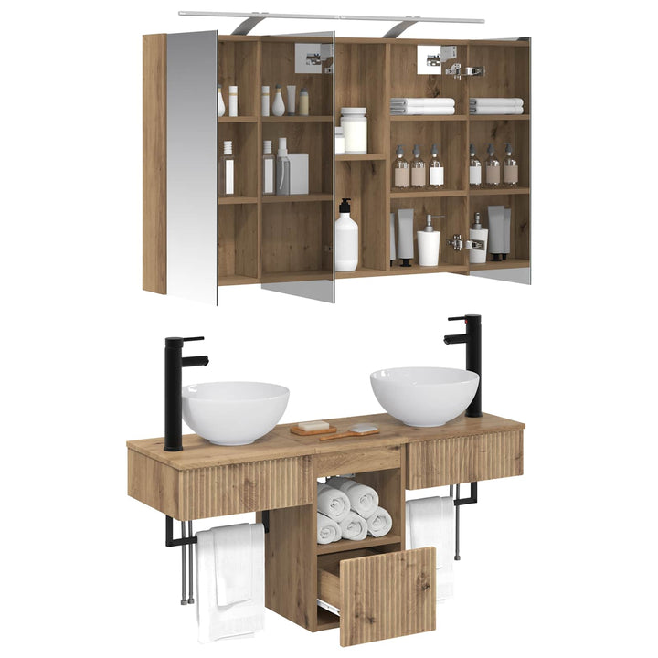 Badeværelsesskabsæt 4 pcs 100 x 14,5 x 70 cm Konstrueret træ