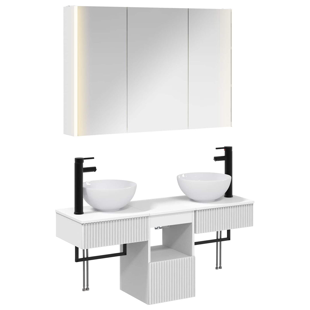 Badeværelsesskabsæt 4 pcs Hvid 103,5 x 15,5 x 70 cm