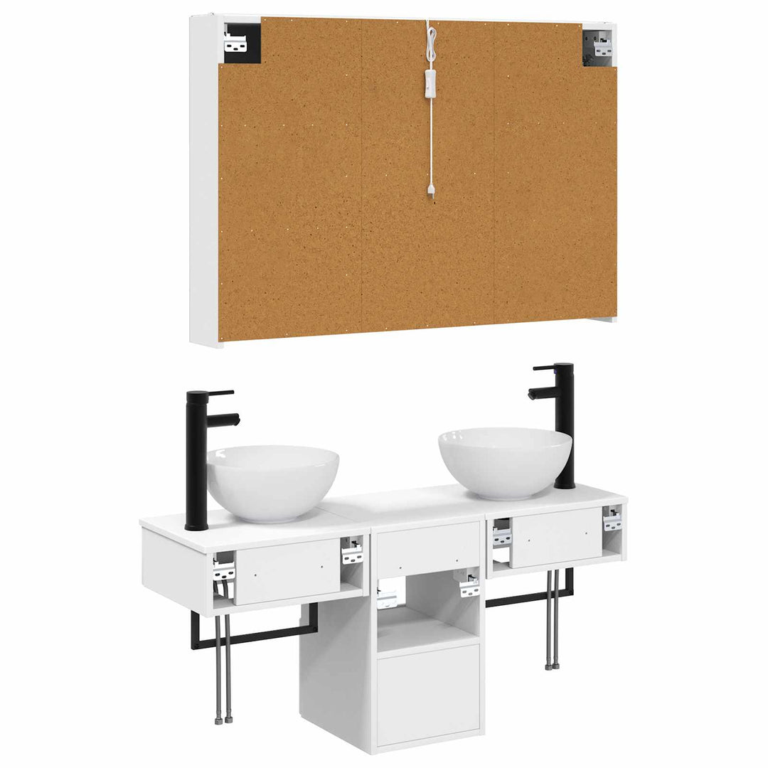 Badeværelsesskabsæt 4 pcs Hvid 103,5 x 15,5 x 70 cm