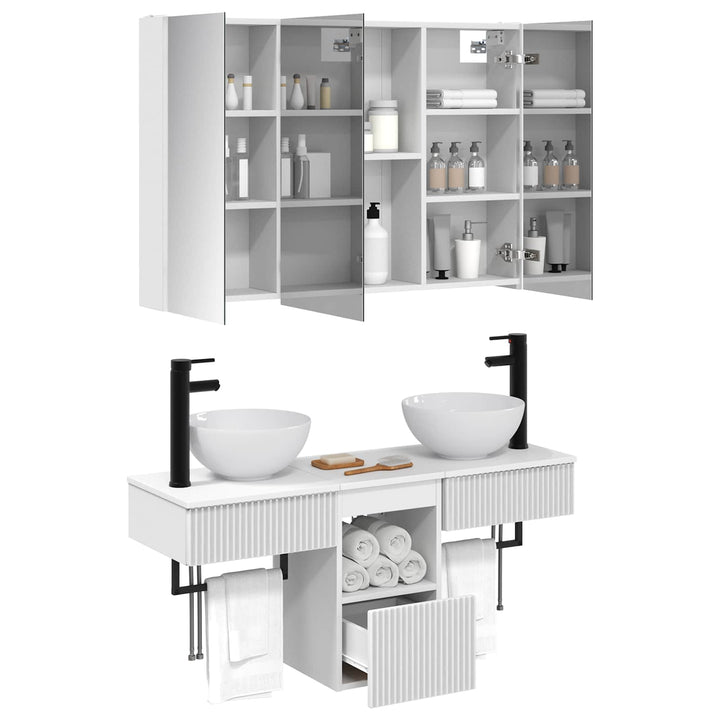 Badeværelsesskabsæt 4 pcs Hvid 103,5 x 15,5 x 70 cm