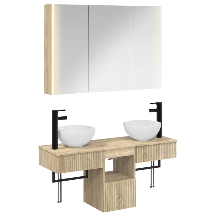 Badeværelsesskabsæt 4 pcs Sonoma-eg 103,5 x 15,5 x 70 cm