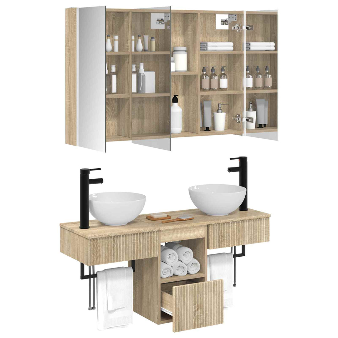 Badeværelsesskabsæt 4 pcs Sonoma-eg 103,5 x 15,5 x 70 cm
