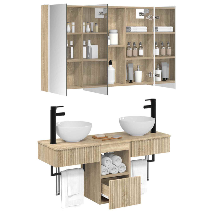 Badeværelsesskabsæt 4 pcs Sonoma-eg 103,5 x 15,5 x 70 cm