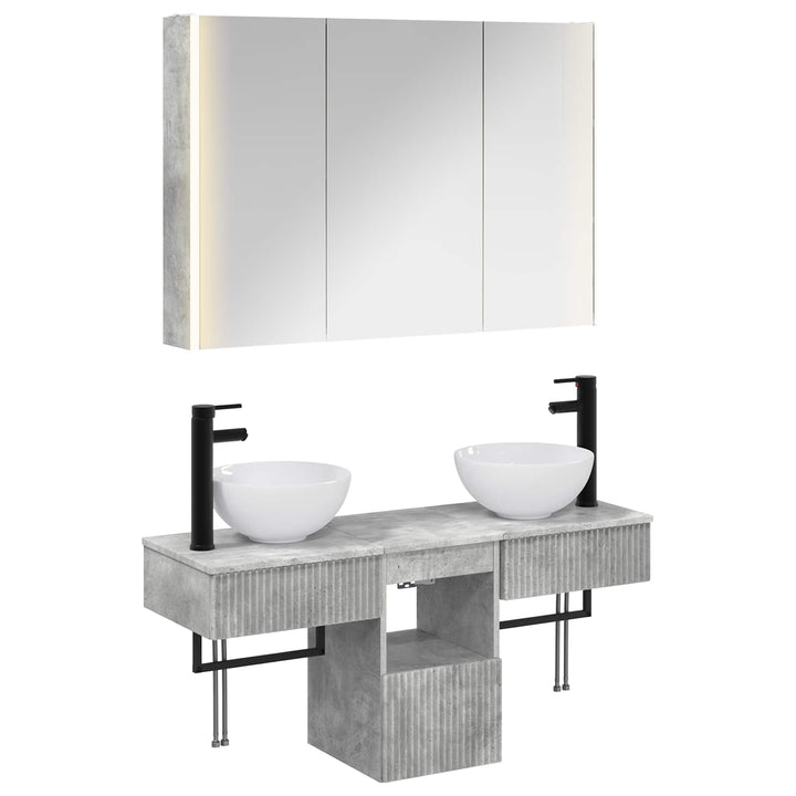 Badeværelsesskabsæt 4 pcs Betongrå 103,5 x 15,5 x 70 cm