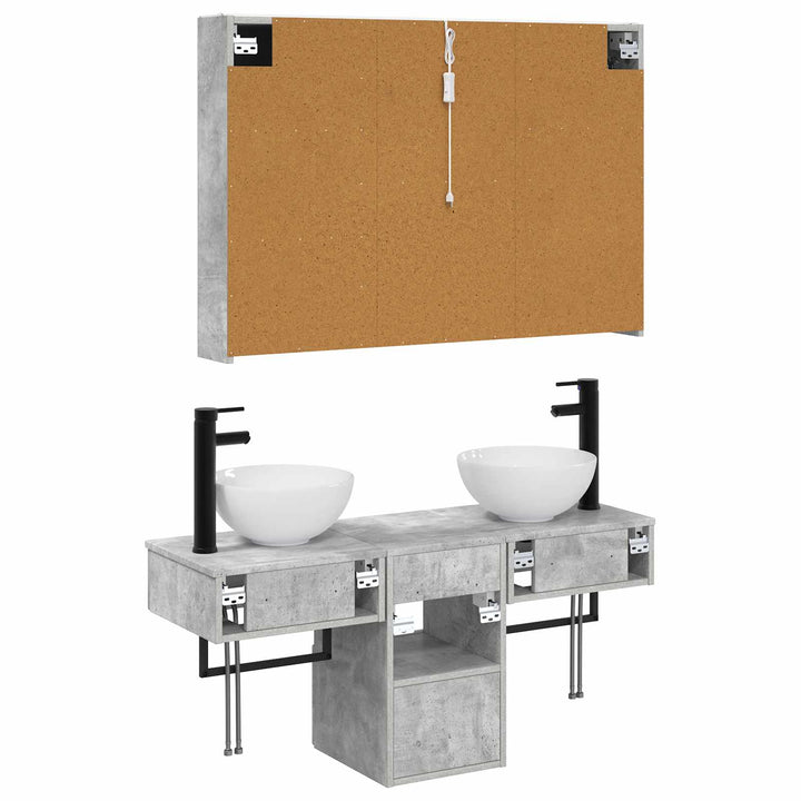 Badeværelsesskabsæt 4 pcs Betongrå 103,5 x 15,5 x 70 cm