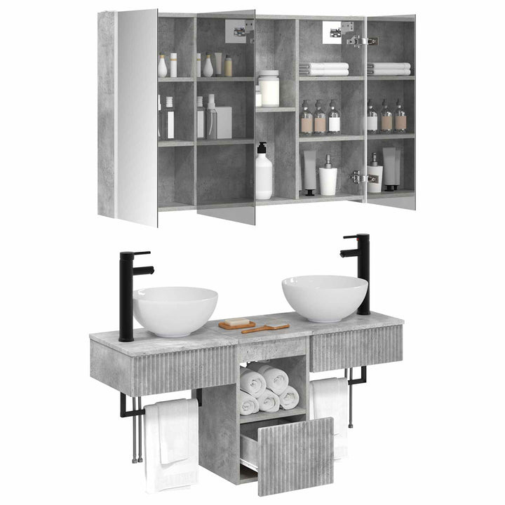 Badeværelsesskabsæt 4 pcs Betongrå 103,5 x 15,5 x 70 cm