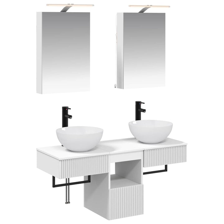 Badeværelsesskabsæt 5 pcs Hvid 40 x 10,5 x 60,5 cm