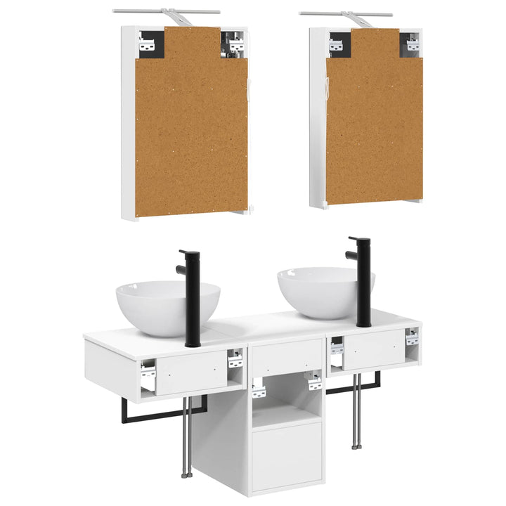 Badeværelsesskabsæt 5 pcs Hvid 40 x 10,5 x 60,5 cm