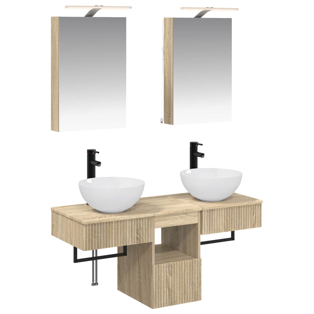 Badeværelsesskabsæt 5 pcs Sonoma-eg 40 x 10,5 x 60,5 cm