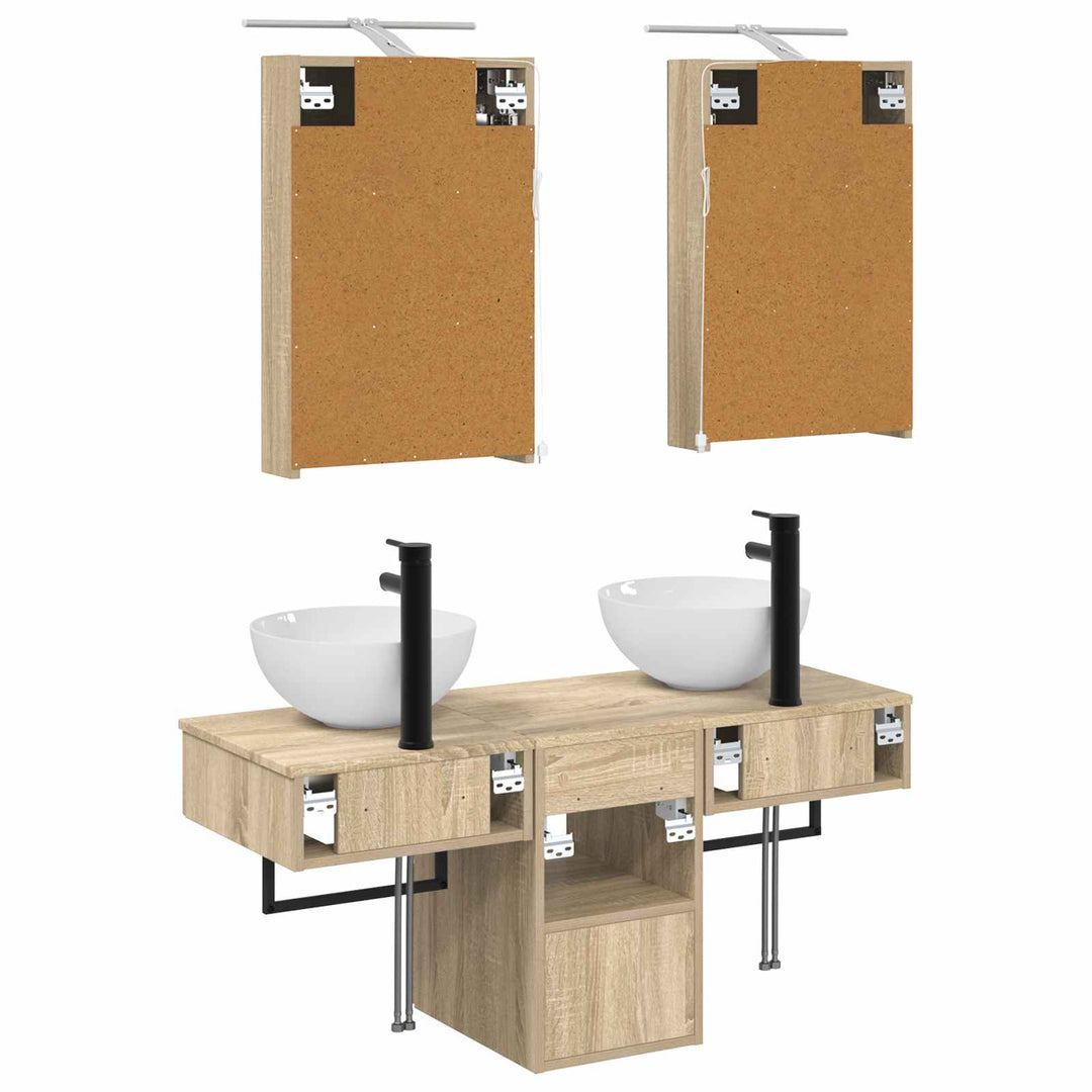 Badeværelsesskabsæt 5 pcs Sonoma-eg 40 x 10,5 x 60,5 cm